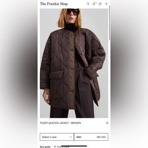 Viral brown TEDDY quilted jacket from The Frankie Shop, size M